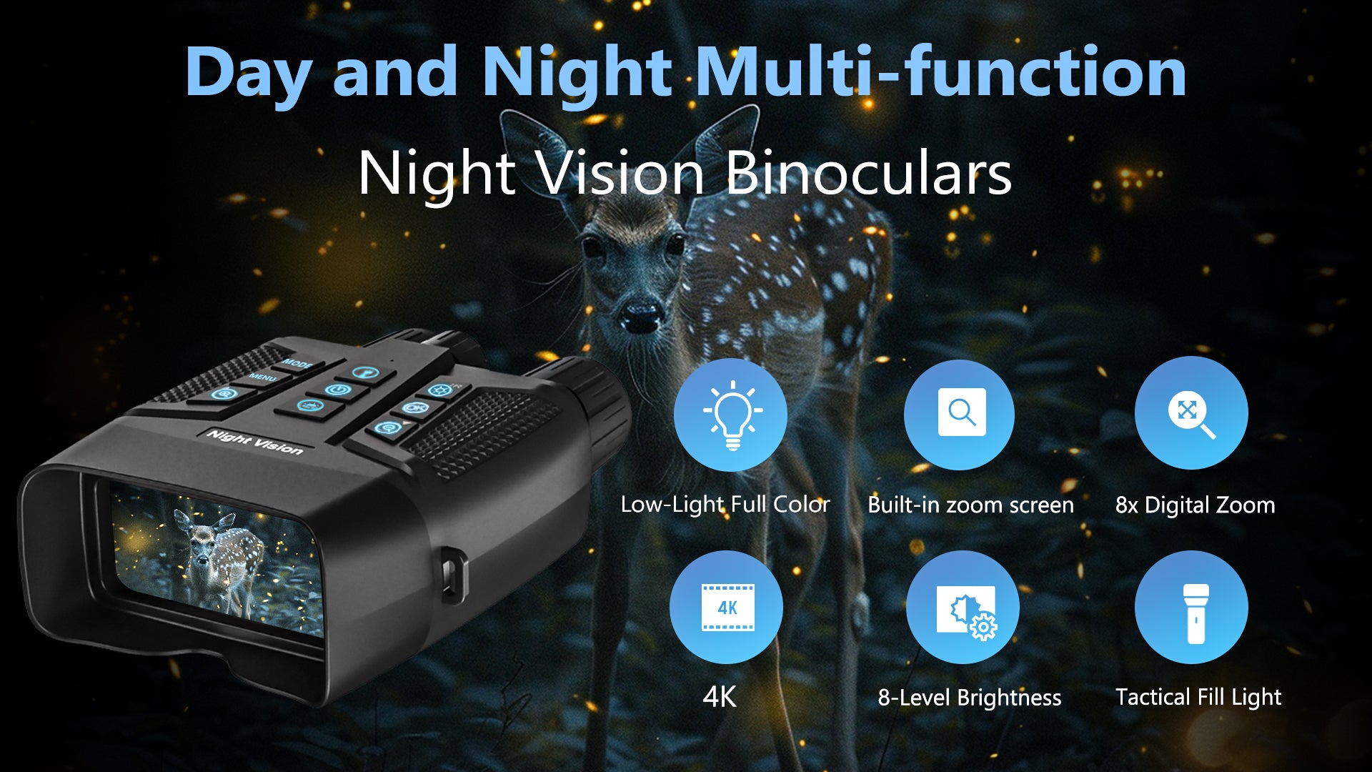 ExploreVision Bino Pro – 4K Full-Color Night Vision Binocular
